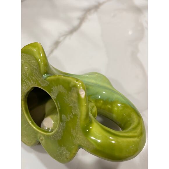 Vintage Green Ceramic Leaf Candle Holder Double Taper Mid Century Pottery - Picture 7 of 7